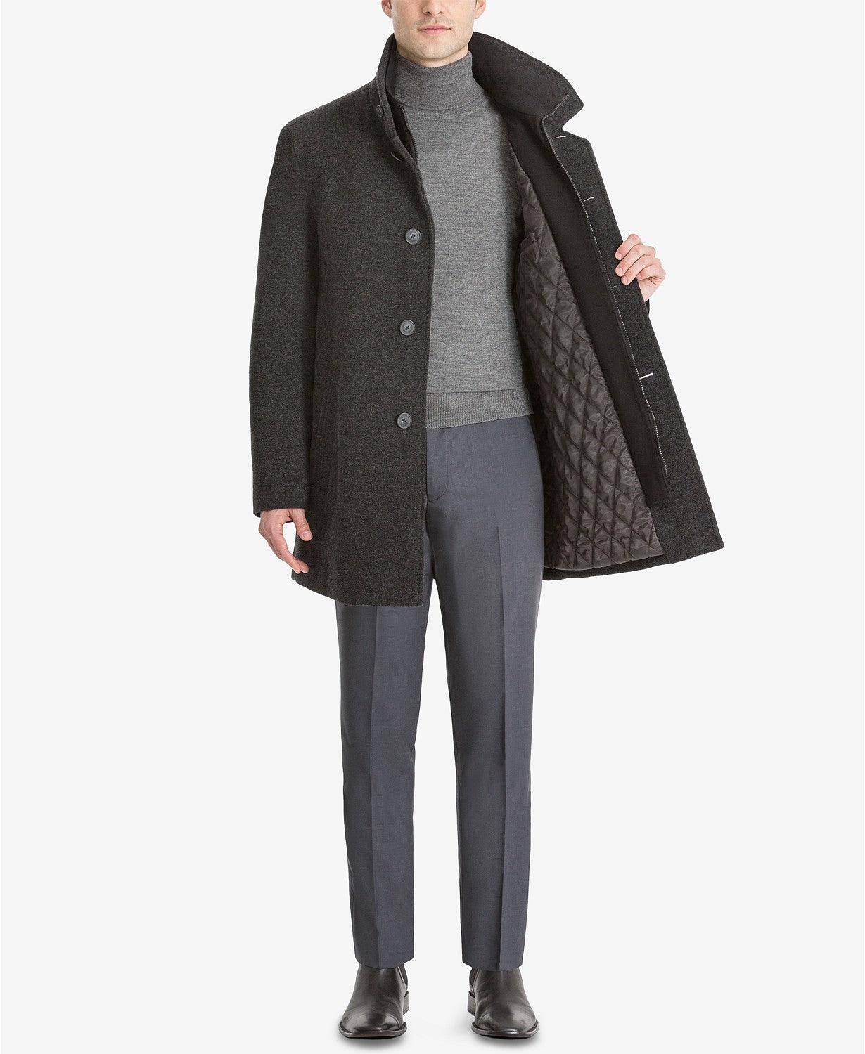 Calvin Klein Mens Regular fit Overcoat Coat 40 R Charcoal Grey Solid