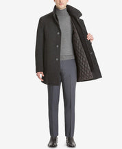 Calvin Klein Mens Classic fit Overcoat Coat 38 R Charcoal Grey Solid Wool