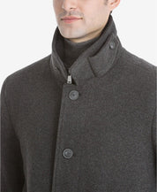 Calvin Klein Mens Classic fit Overcoat Coat 38 R Charcoal Grey Solid Wool