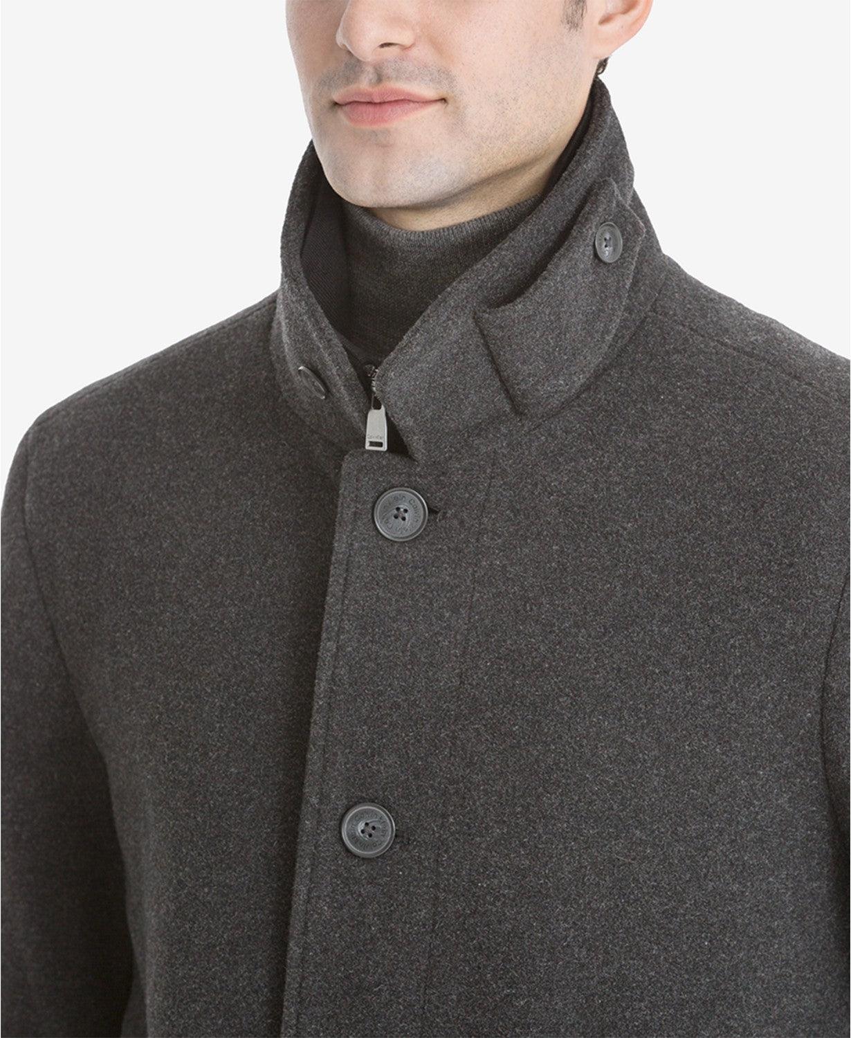 Calvin Klein Mens Regular fit Overcoat Coat 40 R Charcoal Grey Solid