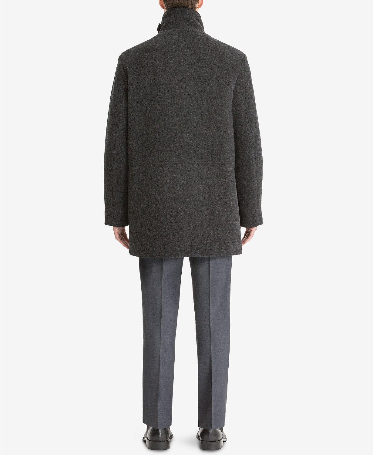 Calvin Klein Mens Classic fit Overcoat Coat 38 R Charcoal Grey Solid Wool