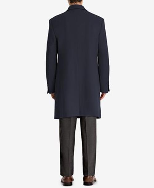 Lauren Ralph Lauren Mens Classic fit Overcoat Coat 36 R Navy Blue Solid