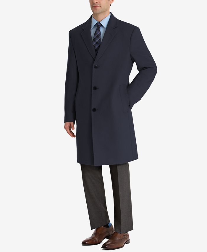 Lauren Ralph Lauren Mens Classic fit Overcoat Coat 36 R Navy Blue Solid