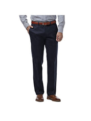 Haggar Mens Straight fit Dress Pants 42 / 32 Navy Blue Solid Stretch