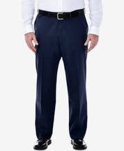 Haggar Men Classic fit Casual Khaki Pants 44 / 29 Blue Solid Stretch