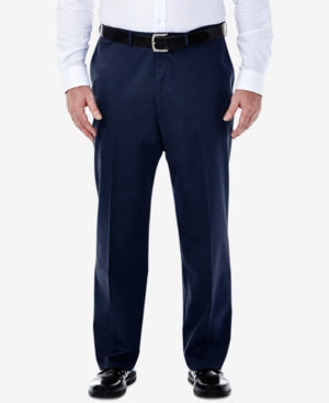 Haggar Men Classic fit Casual Khaki Pants 44 / 29 Blue Solid Stretch