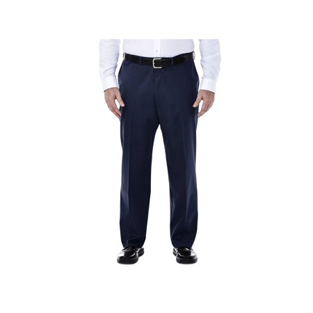 Haggar Mens Classic fit Dress Pants 48 / 30 Navy Blue Solid Stretch