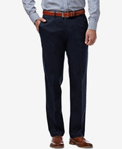 Haggar Mens Straight fit Dress Pants 42 / 32 Navy Blue Solid Stretch
