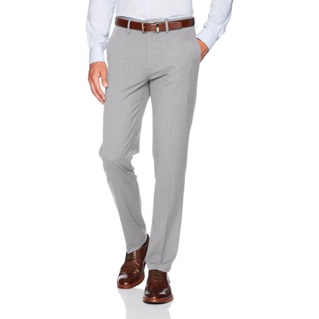 J.m. Haggar Mens Slim Fit Stretch Flat Front Dress Pants Light Grey 32 x 32