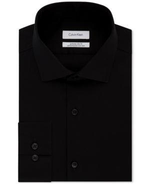 Calvin Klein Mens Slim fit Dress Shirt XL 17.5 in 36-37 Black Solid