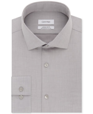Calvin Klein Mens Slim fit Dress Shirt XS 13.5 32-33 Smoke Grey Herringbone
