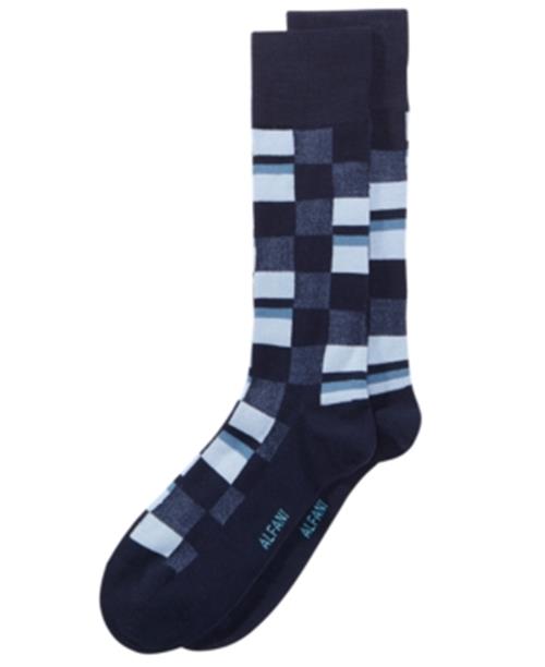 Alfani Men's Mosaic Boxes Dress Socks Blue One Size