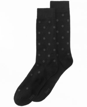 BAR III Mens Polka Dot Seamless Toe Dress Crew Socks Black 7 12