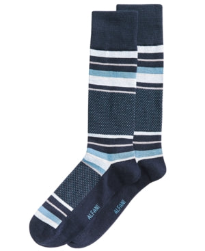 Alfani Mens Colorblocked Dress Socks Navy Blue One Size