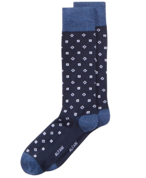 Alfani Men's Square Dress Socks  Navy White Osfa Reg