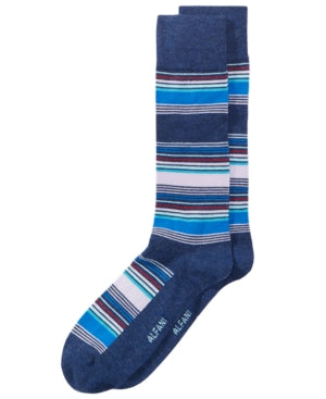 Alfani Men's Striped Dress Socks  Navy Blue Osfa Reg