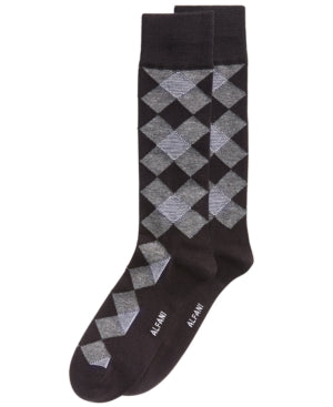Alfani Men's Diamond Dress Socks  Black Grey