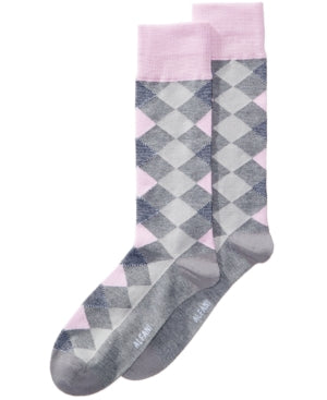 Alfani Men's Diamond Dress Socks  Pink Grey Osfa Reg