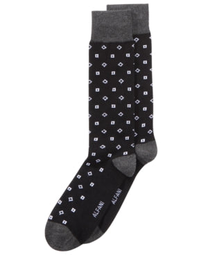 Alfani Men's Square Dress Socks Black White Osfa Reg