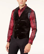 Alfani Men's Velvet Satin-Trim Suit Vest Medium Black