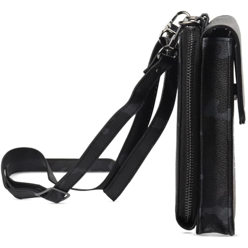 International Concepts Mens Faux Leather Camouflage Crossbody Black One Size