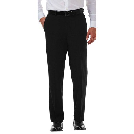 Haggar Mens Classic fit Dress Pants 32 / 32 Black Solid Stretch