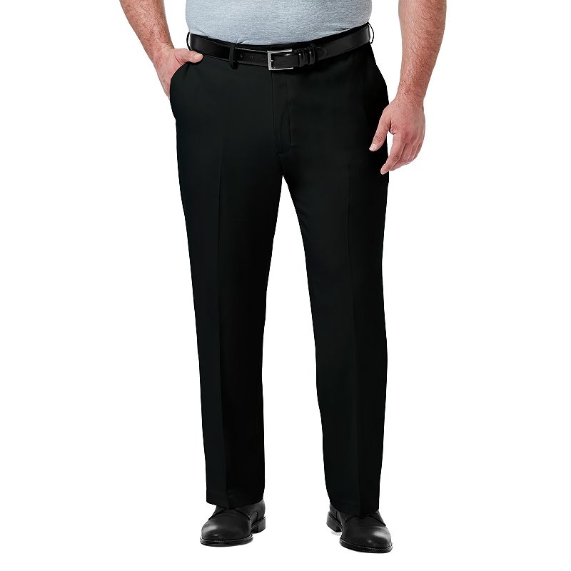 Haggar Mens Classic fit Dress Pants 54 / 30 Black Solid Stretch