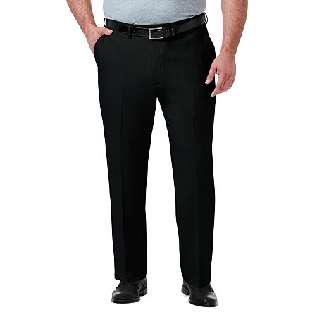 Haggar Mens Classic fit Dress Pants 46 / 30 Black Solid
