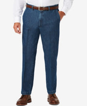 Haggar Mens Classic fit Casual Pants 46 / 29 Blue Solid