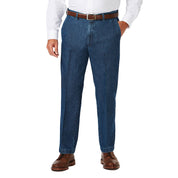 Haggar Mens Classic fit Dress Pants 44 / 30 Blue Solid Stretch