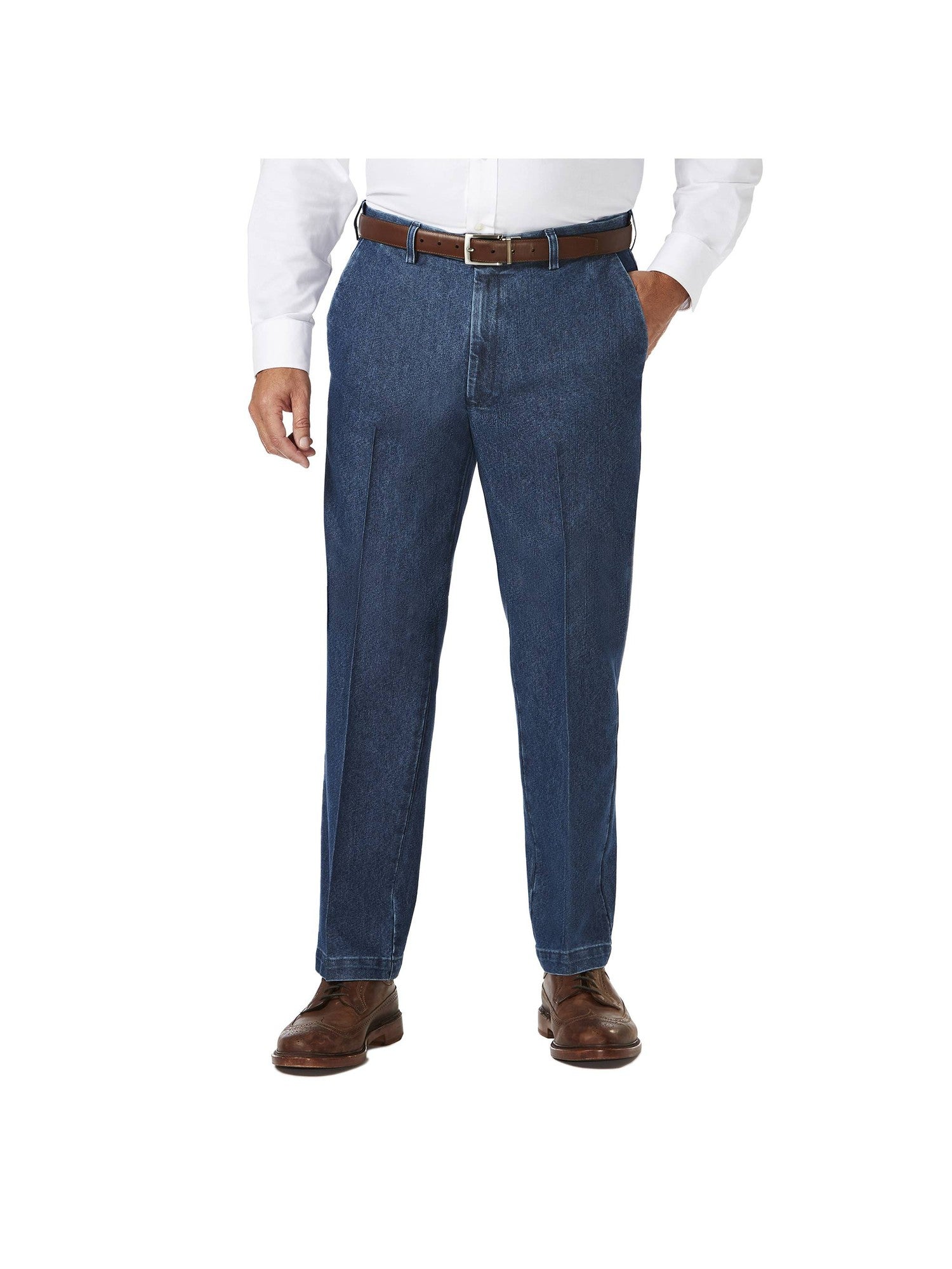 Haggar Mens Regular fit Casual Pants 48 / 30 Blue