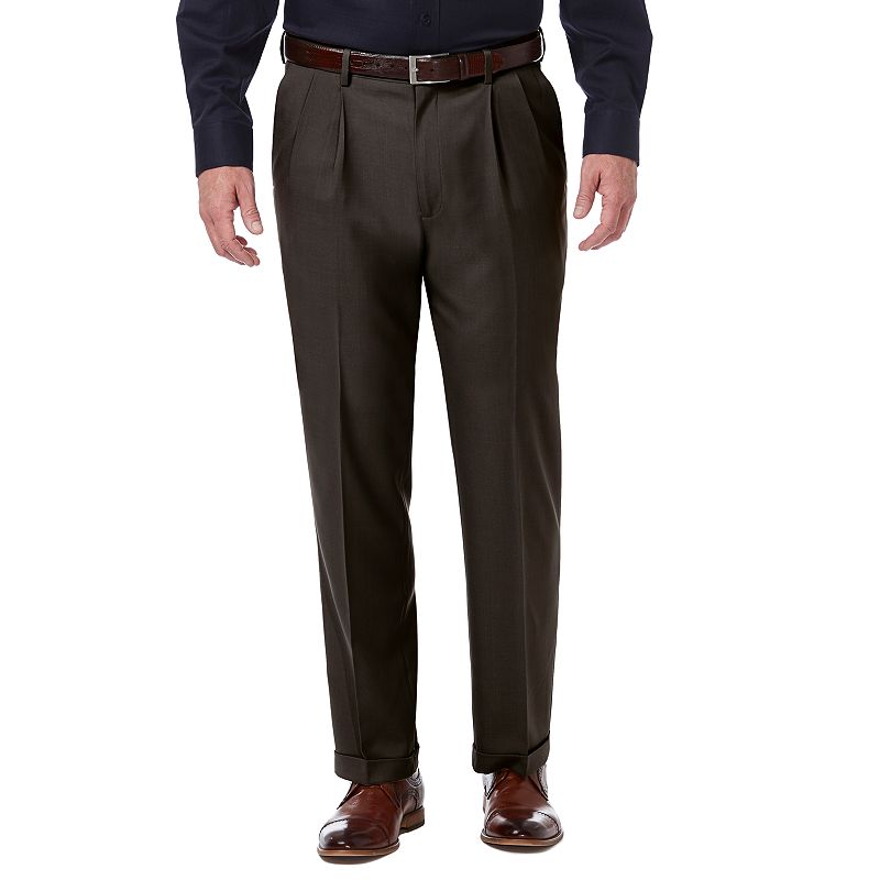 Haggar Mens Classic fit Dress Pants 36 / 30 Brown Solid