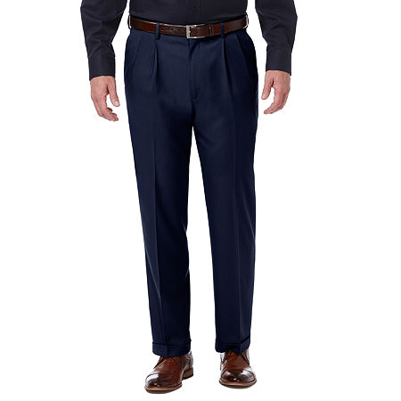 Haggar Mens Classic fit Dress Pants 40 / 30 Blue Solid