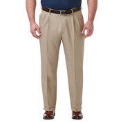 Haggar Mens Big & Tall Stretch Dress Pants Med Khaki 48 x 34