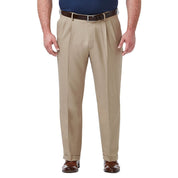 Haggar Mens Big & Tall Stretch Dress Pants Tan 46 x 32