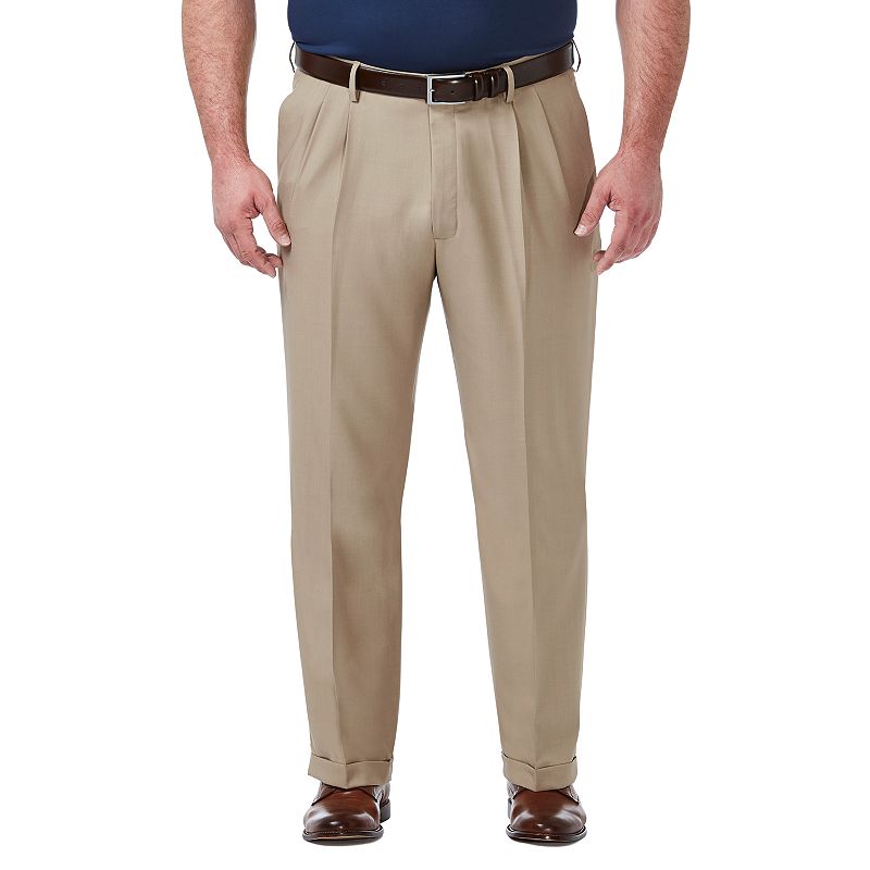 Haggar Mens Big & Tall Comfort Stretch Dress Pants Khaki 44 x 34