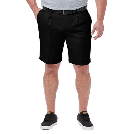 Haggar Men's Big Tall Cool 18 Pro Classic Fit Pleated 9.5 Shorts  Black 46