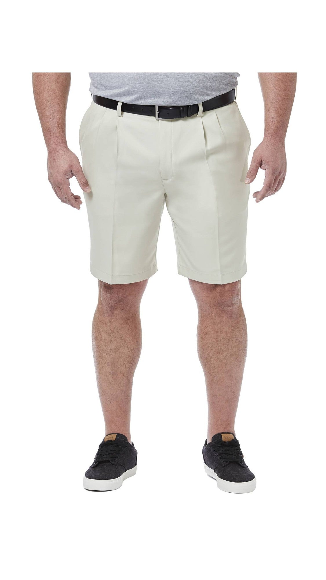 Haggar Mens Big & Tall Cool 18 Pro Stretch Shorts  String Lt Beige 44 Reg