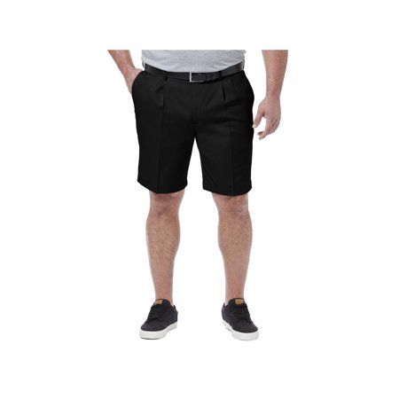 Haggar Mens Classic fit Casual Khaki Shorts 50 Black Solid Stretch