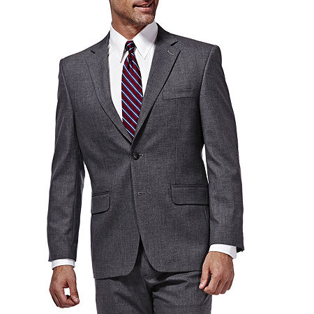 J.m. Haggar Men's Classic Fit Sharkskin Sport Coat Blazer Dark Grey 44R