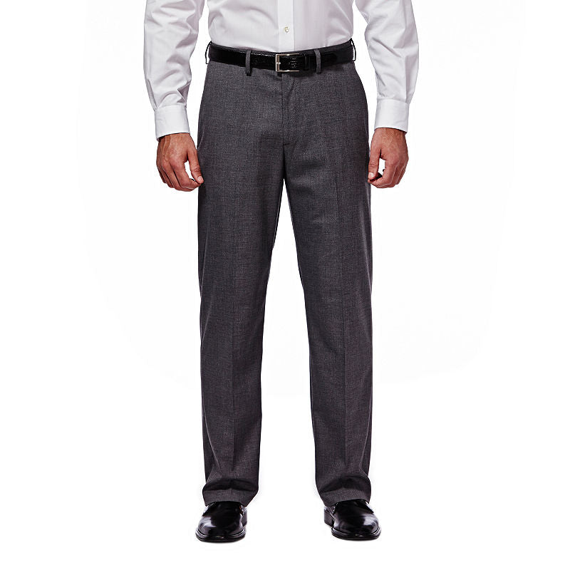 Haggar Mens Classic fit Dress Pants 38 / 32 Charcoal Grey Solid Stretch