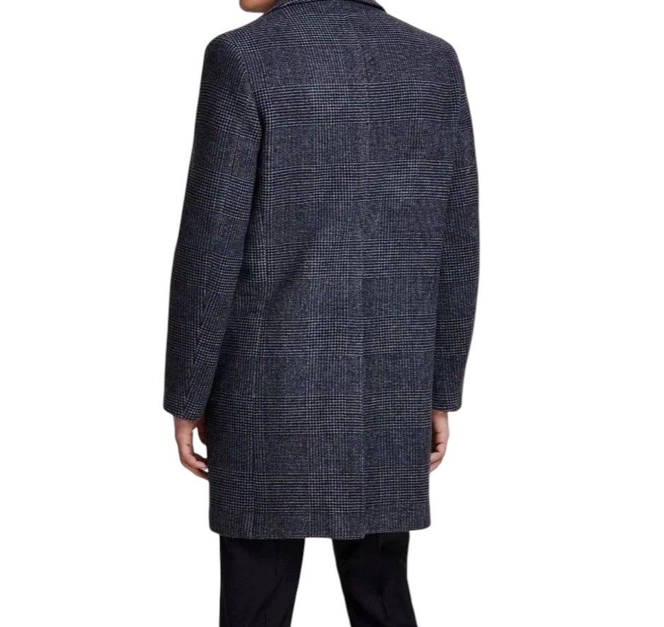 Brooks Brothers Mens Plaid Double-Face Wool Overcoat Coat 38R Dark Grey