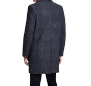 B by Brooks Brothers Men's Plaid Double-Face Wool Coat Overcoat 46 L Grey Plaid