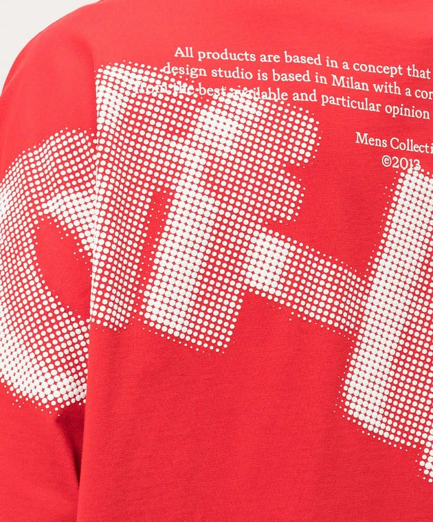 Off-White Mens Red Short Sleeve Logo T Shirt with 3D print Size XXL