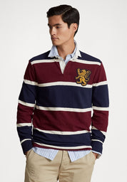 Polo Ralph Lauren Long Sleeve Jersey Stripe Classic Fit Rugby Shirt Medium Red