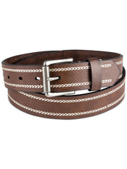 Sun + Stone Mens Faux Leather Stitched Belt Brown Medium 34 36