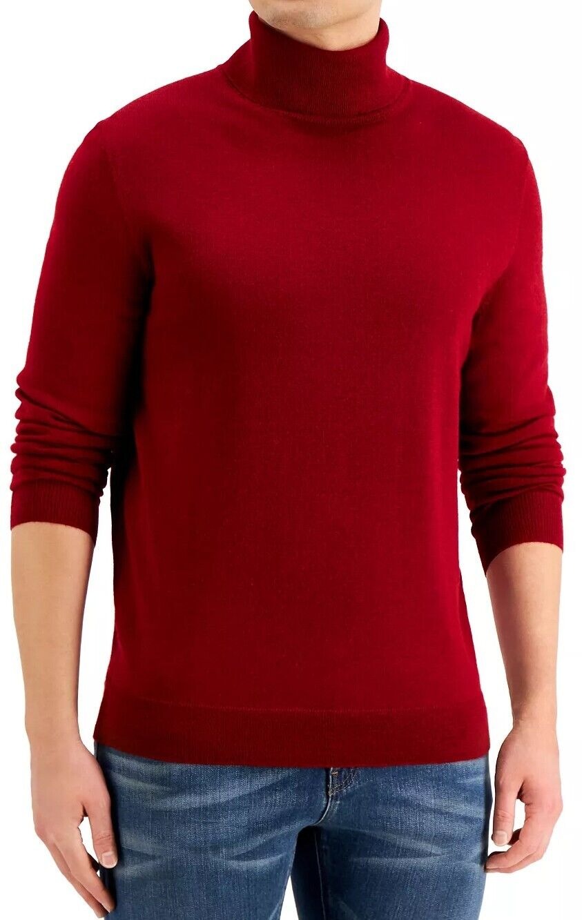 Club Room Men's Merino Wool Turtleneck Sweater Cherry Red Large