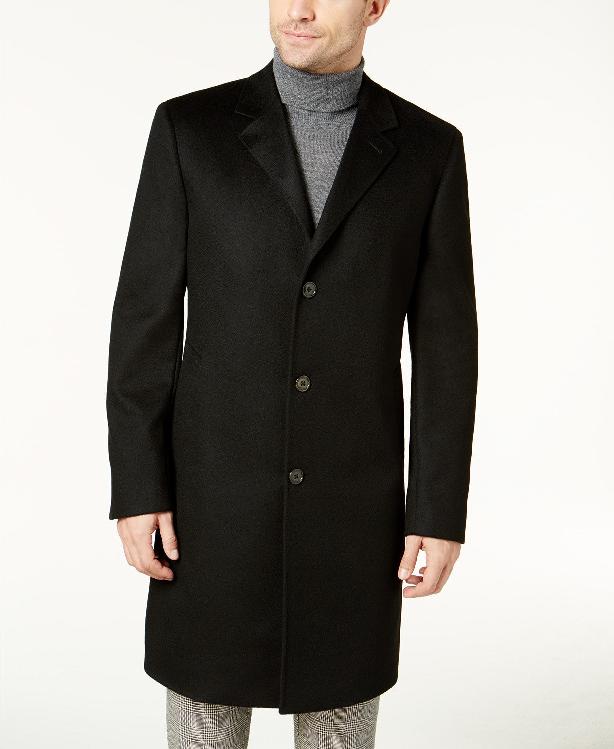 Lauren Ralph Lauren Mens Classic-Fit Pure Cashmere Overcoat Coat 46R Black