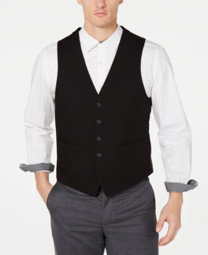 Kenneth Cole Mens Classic fit Button-Up Suit Vest XL Black