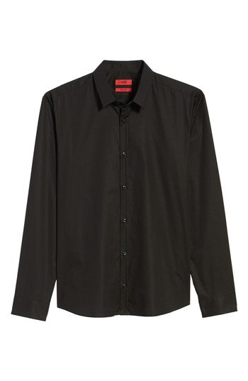 HUGO BOSS Mens Extra Slim-Fit Dress Shirt Large Black Button Down